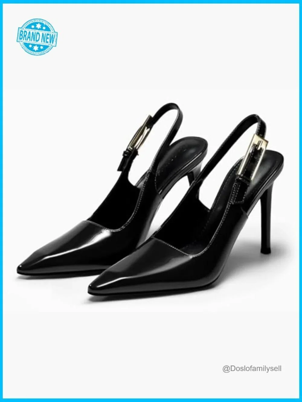 Slingback High Heels Pointed Toe Stilettos Metal Buckle Dress Party Pumps
